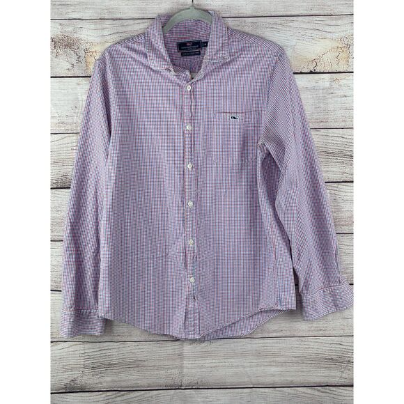 Vineyard Vines Other - Vineyard Vines Slim Tucker Shirt Mens Large Blue Red White Check Long Sleeve